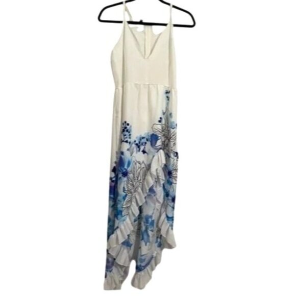 Floral Maxi Dress With Ruffle Detail & Spaghetti Straps By Elan - Picture 1 of 11